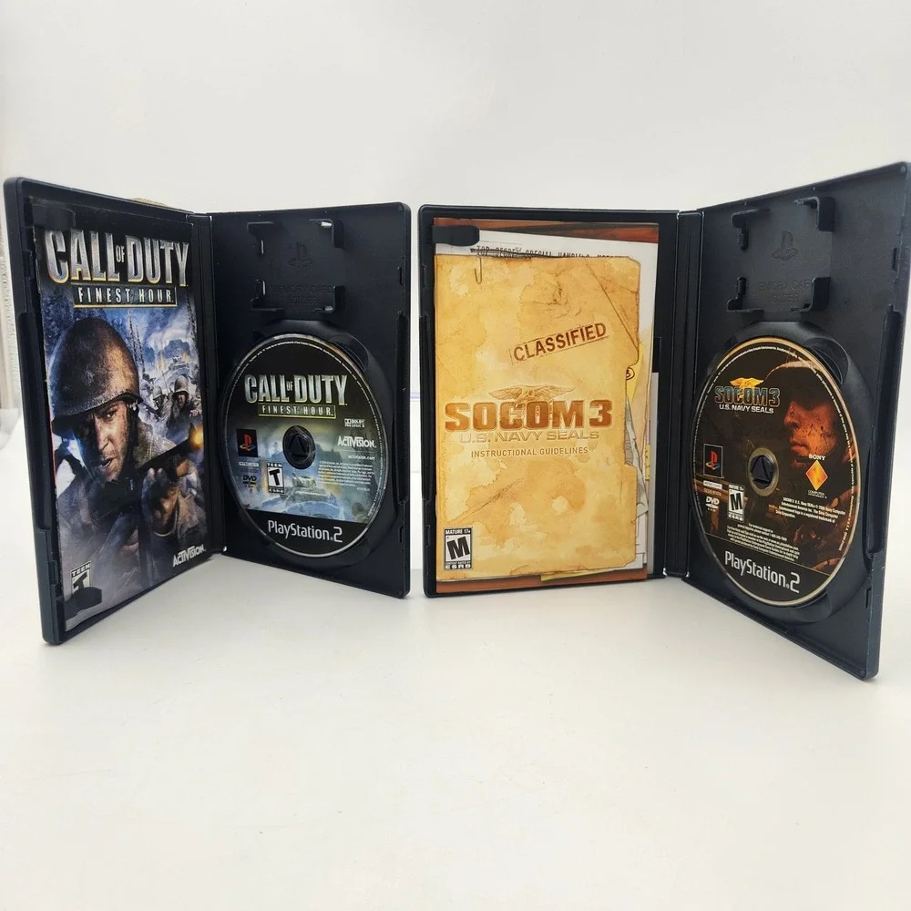Call of Duty Finest Hour & SOCOM 3 US Navy Seals Sony PlayStation 2 PS2 Game Lot